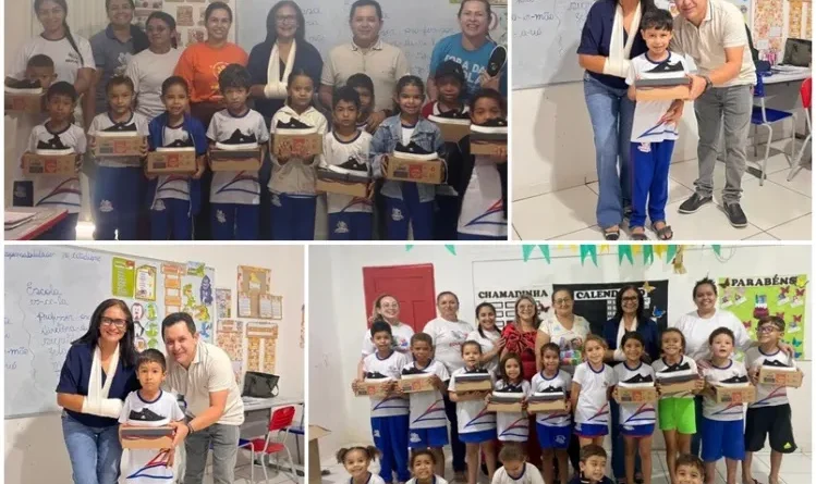Pela primeira vez na história de São Julião, todos os alunos da Rede Municipal recebem tênis escolares